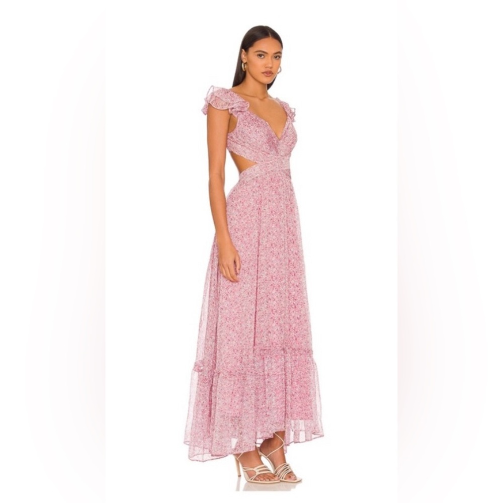 ASTR the Label Primrose Maxi Dress - Pink / Purple Floral Print - Size Small